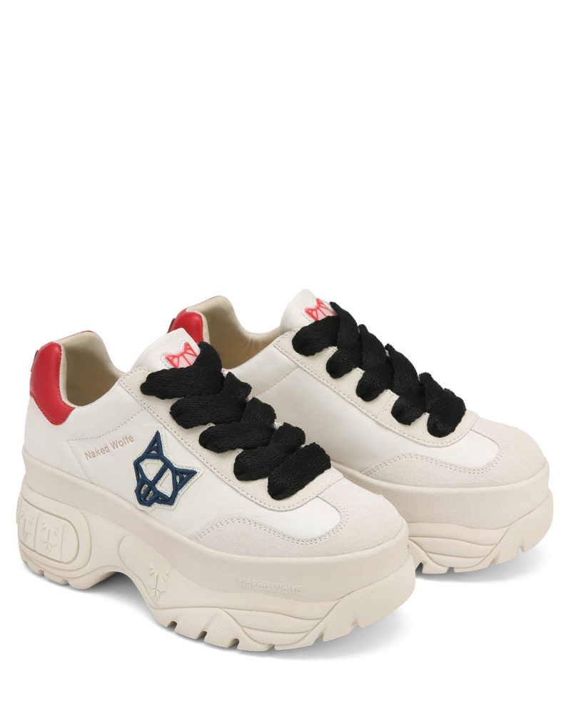 White Naked Wolfe Warrior Leather Women's Sneakers | QPW6838DO