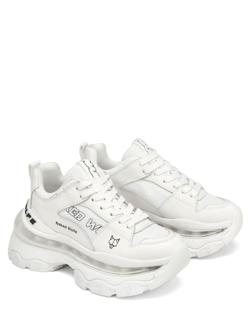 White Naked Wolfe Wind Women's Sneakers | QOZ5176QQ