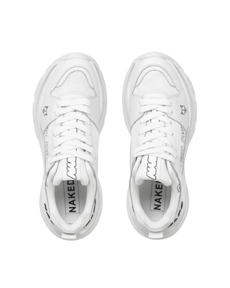 White Naked Wolfe Wind Women's Sneakers | QOZ5176QQ