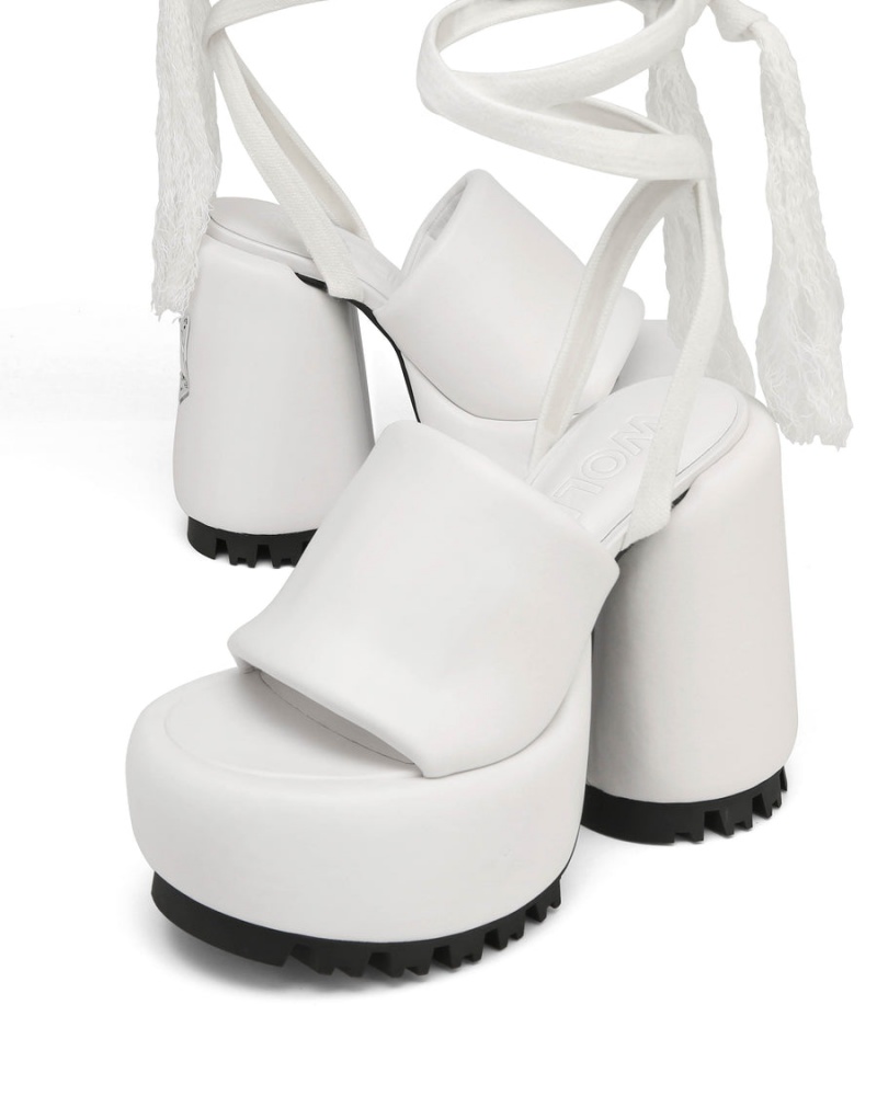 White Naked Wolfe Wonder Leather Women's Heels Sandals | AMY2121ZT