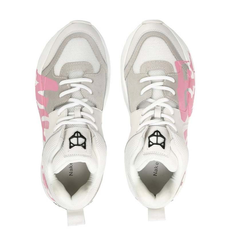 White Pink Naked Wolfe Track Logo Women's Sneakers | NIC9147PH