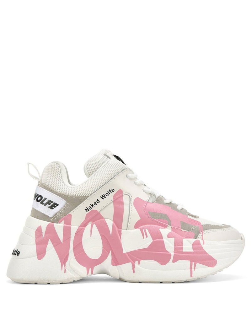 White Pink Naked Wolfe Track Logo Women\'s Sneakers | NIC9147PH