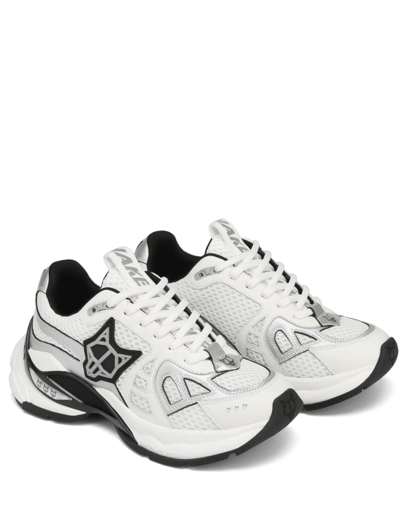 White Silver Black Naked Wolfe Smash Mesh Women's Sneakers | PFZ1275MQ