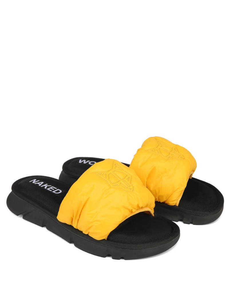 Yellow Naked Wolfe Coasting Men's Slides | ZOD6095OI