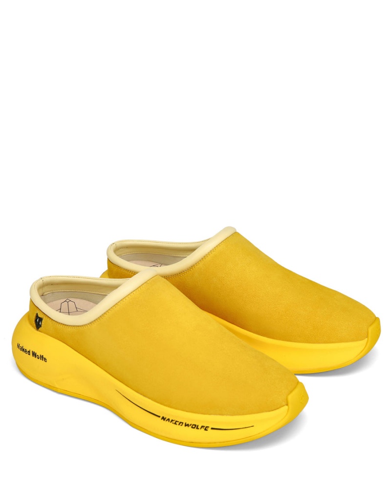 Yellow Naked Wolfe Dawn Suede Men's Slippers | FET412AV