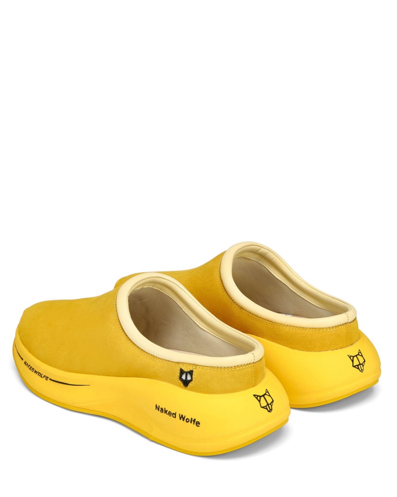 Yellow Naked Wolfe Dawn Suede Men's Slippers | FET412AV