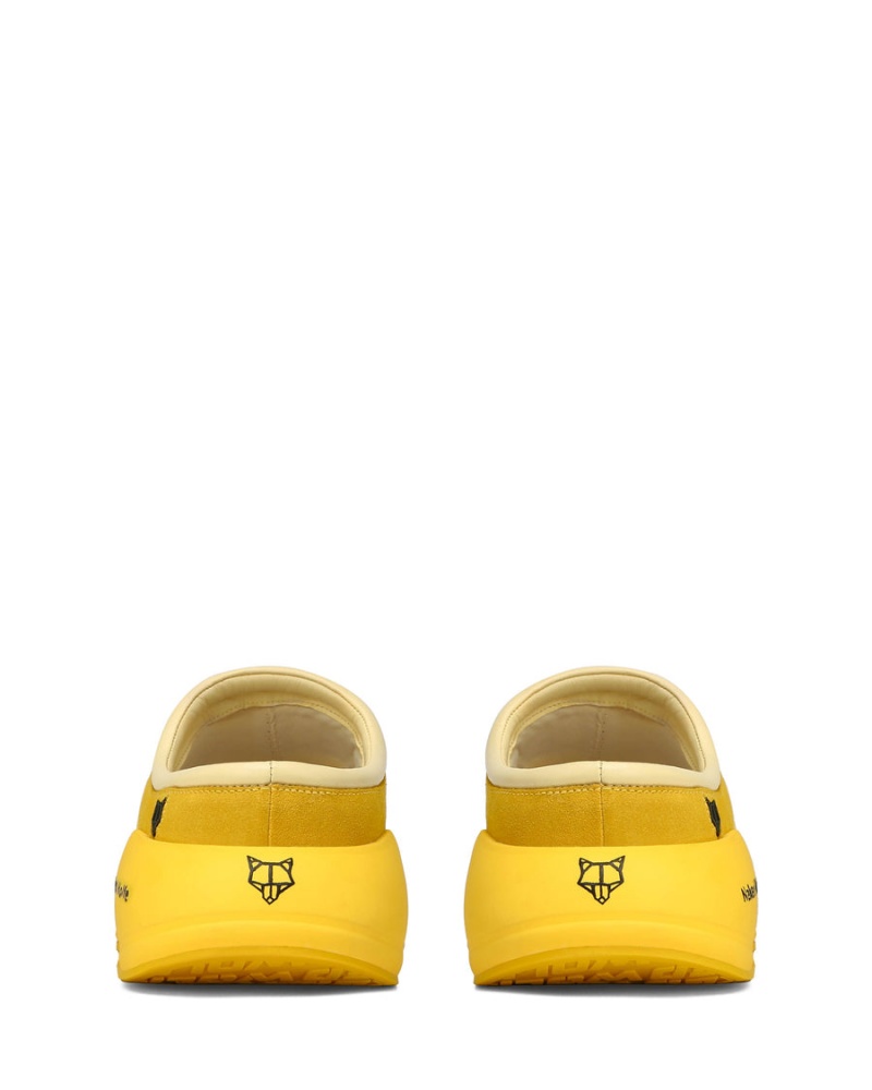 Yellow Naked Wolfe Dawn Suede Men's Slippers | FET412AV